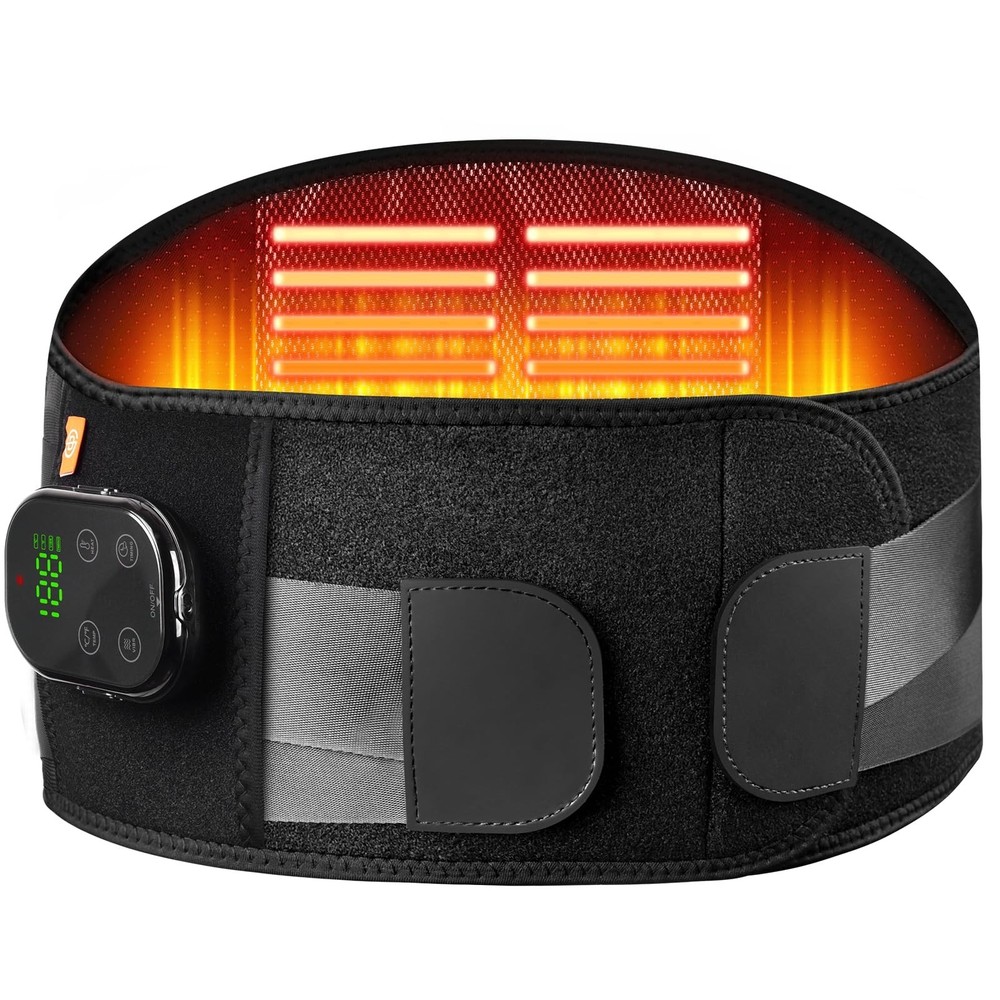 Cordless Heating Pad for Back with Massager, APP Control Portable Lower Back ...