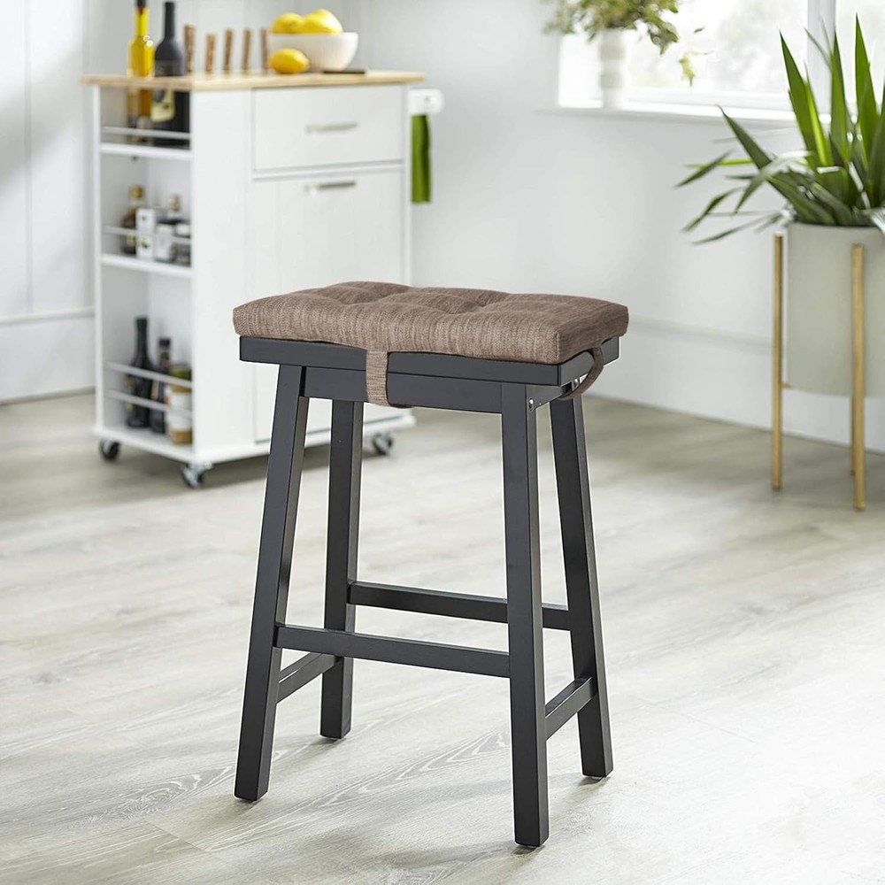 Set of 2 Memory Foam Stool Cushion Rectangular Dual-Layer Design Saddle Stool