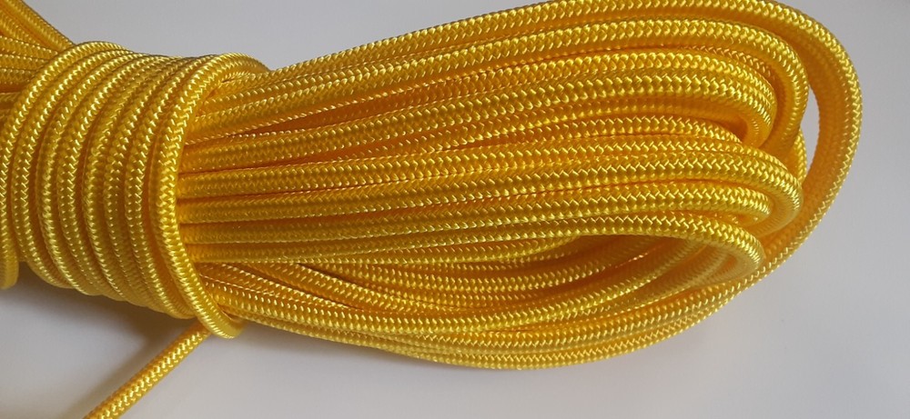 1/4 x 100 ft. Stiff Braid Polyester Halter Rope.Yellow. Made in USA