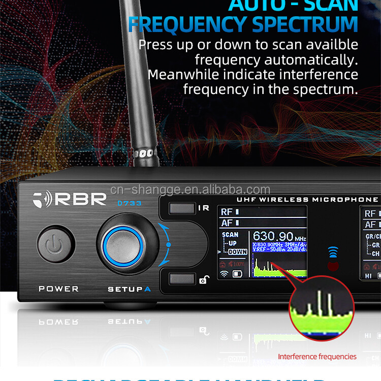 Rechargeable Handheld Design Digital Professional Wireless Microphone Mic System