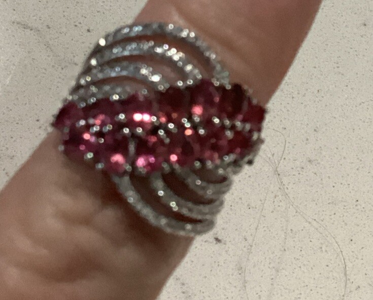 Colleen Lopez Sterling Silver Pink Tourmaline Swirl Ring Size 7 New HSN