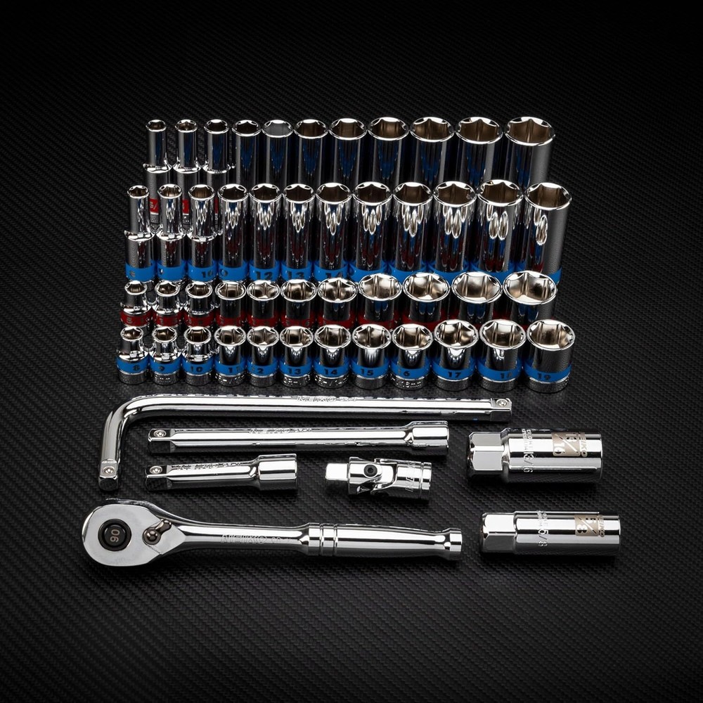 NEIKO 02512A 3/8” Drive Socket Set with Quick Release 3/8" Drive, Blue