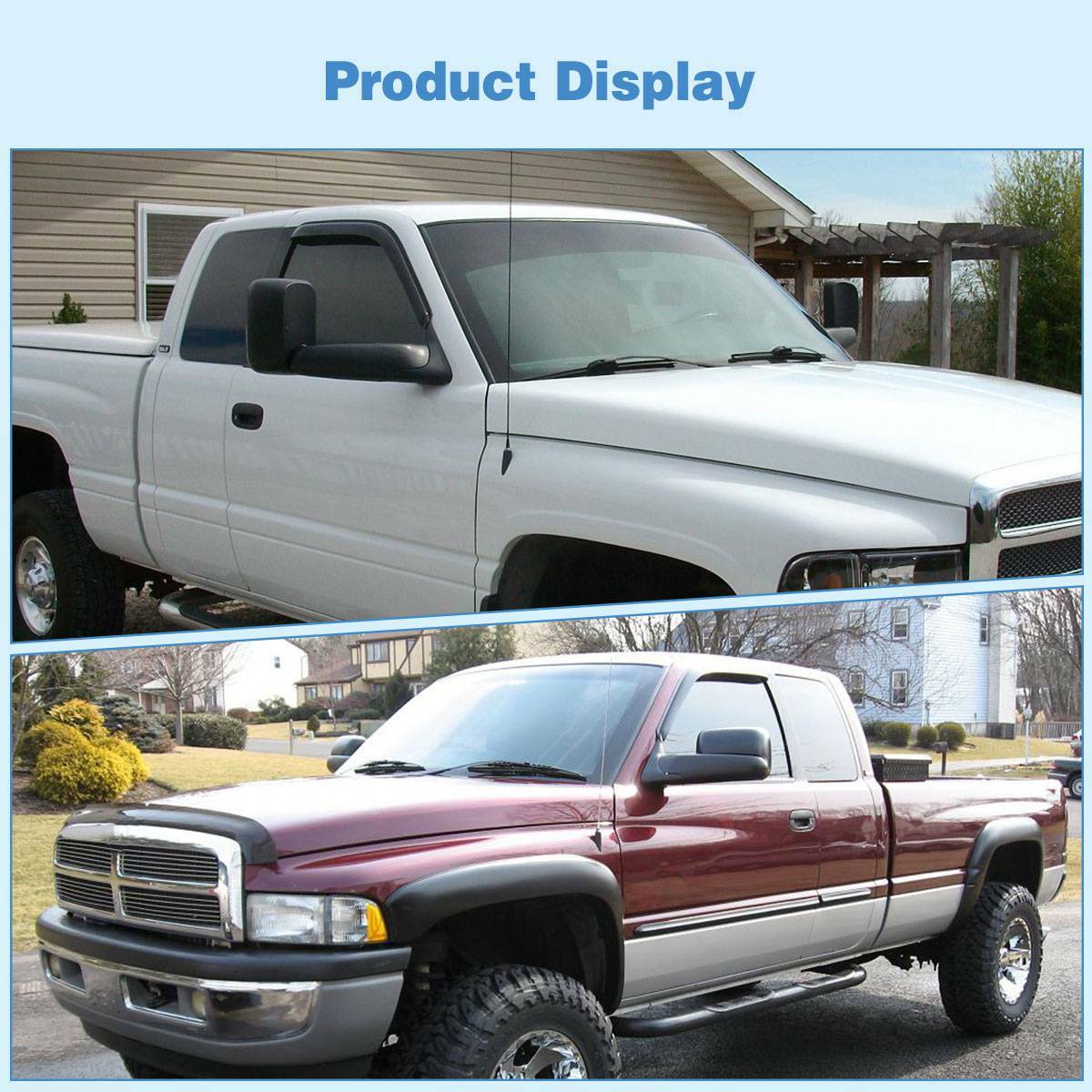 Manual Flip-up Tow Mirrors for 94-01 Dodge RAM 1500 94-02 2500 /3500 Left+Right