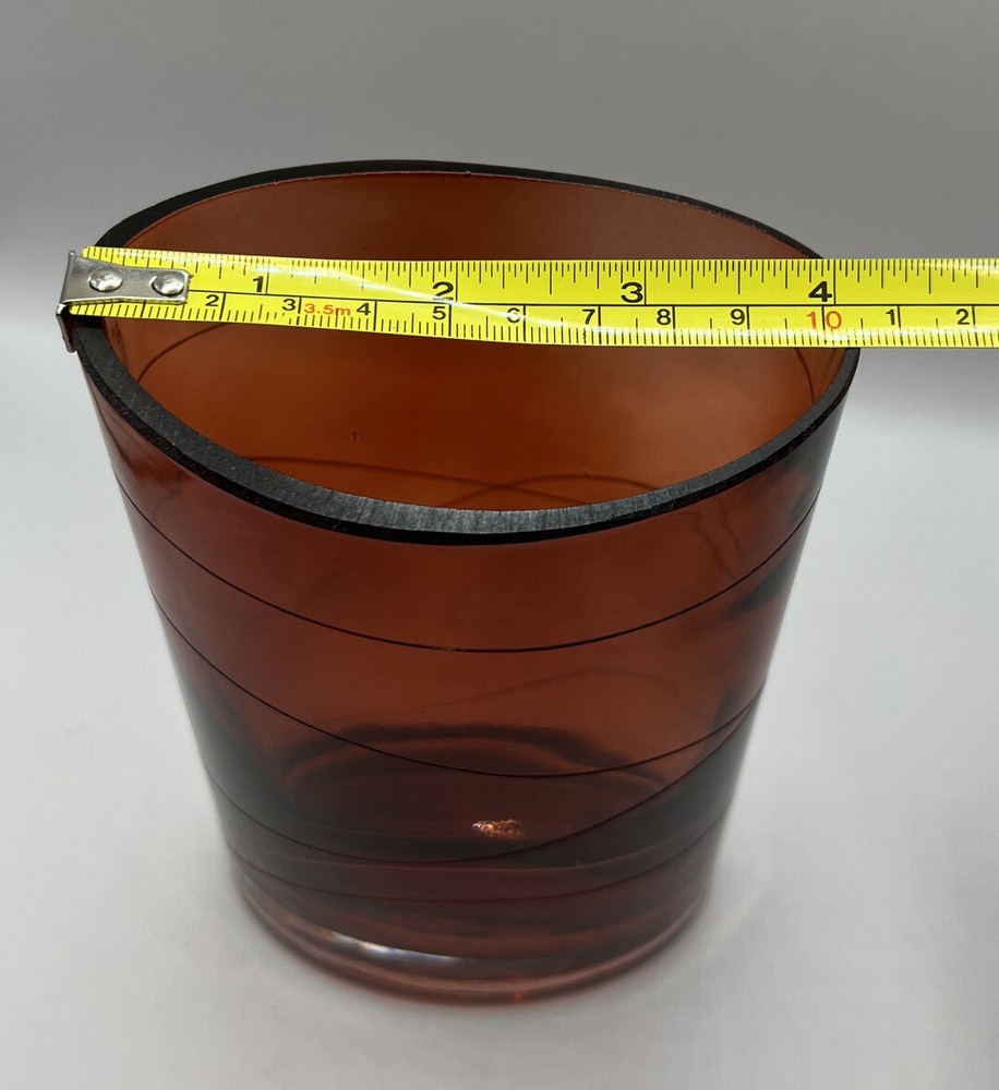 Ruby Red Etched Glass Horizontal Lines Clear Base FTD 7” Oval Top Vase