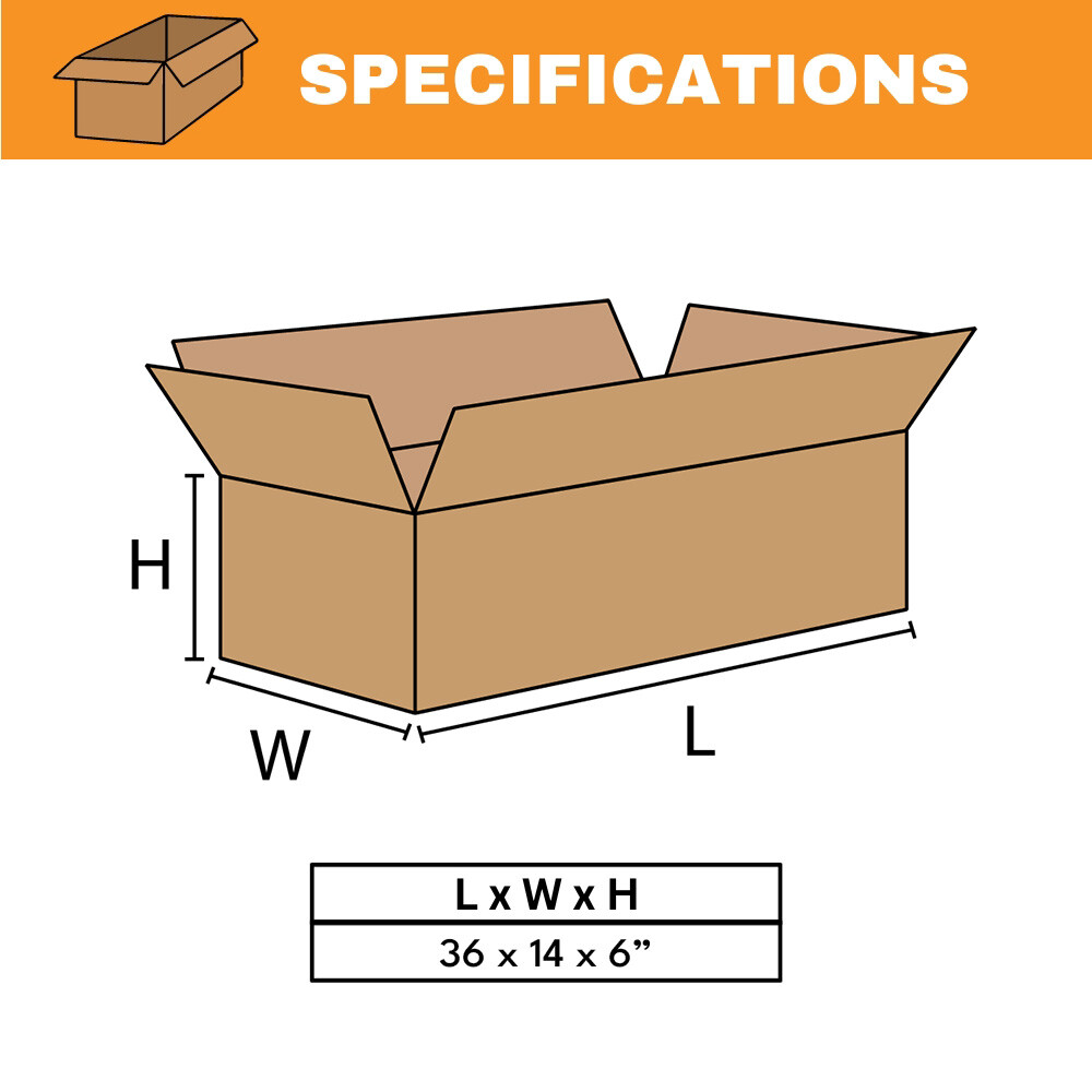 36x14x6 Corrugated Shipping/Moving Boxes ECT-32 Brown 20 Pack