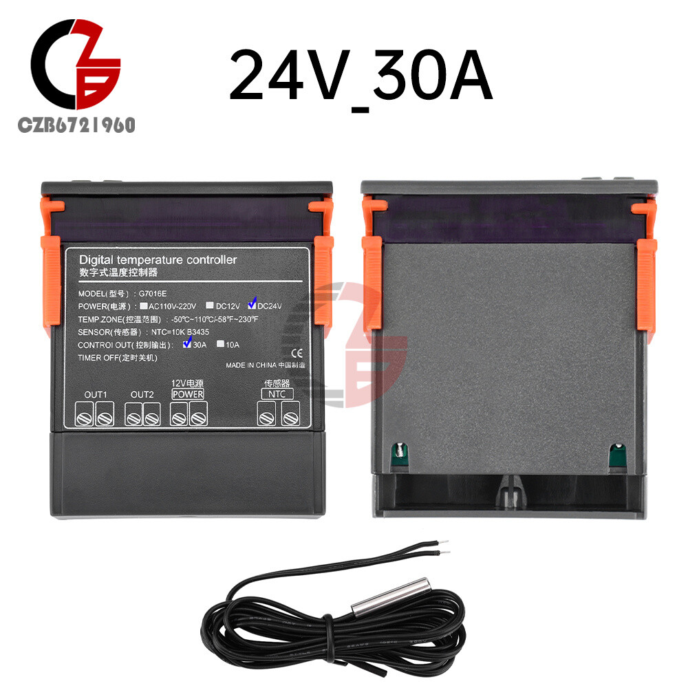 G7016E Digital Intelligent Temperature Controller NTC Waterproof Probe 12V/24V