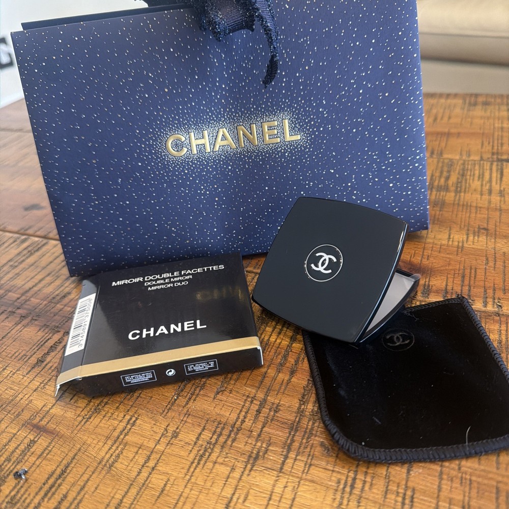 Chanel Mirror Duo Compact Double Facette Makeup Mirror Black