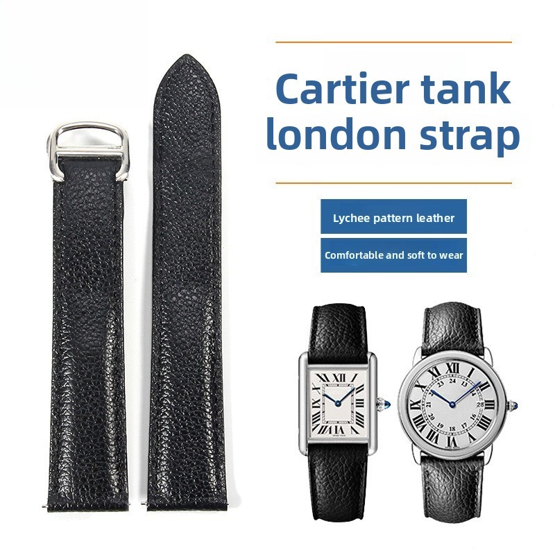 Double Tailed Genuine Leather Watch Band Strap 16/17/18/20/22/23/25 for Cartier