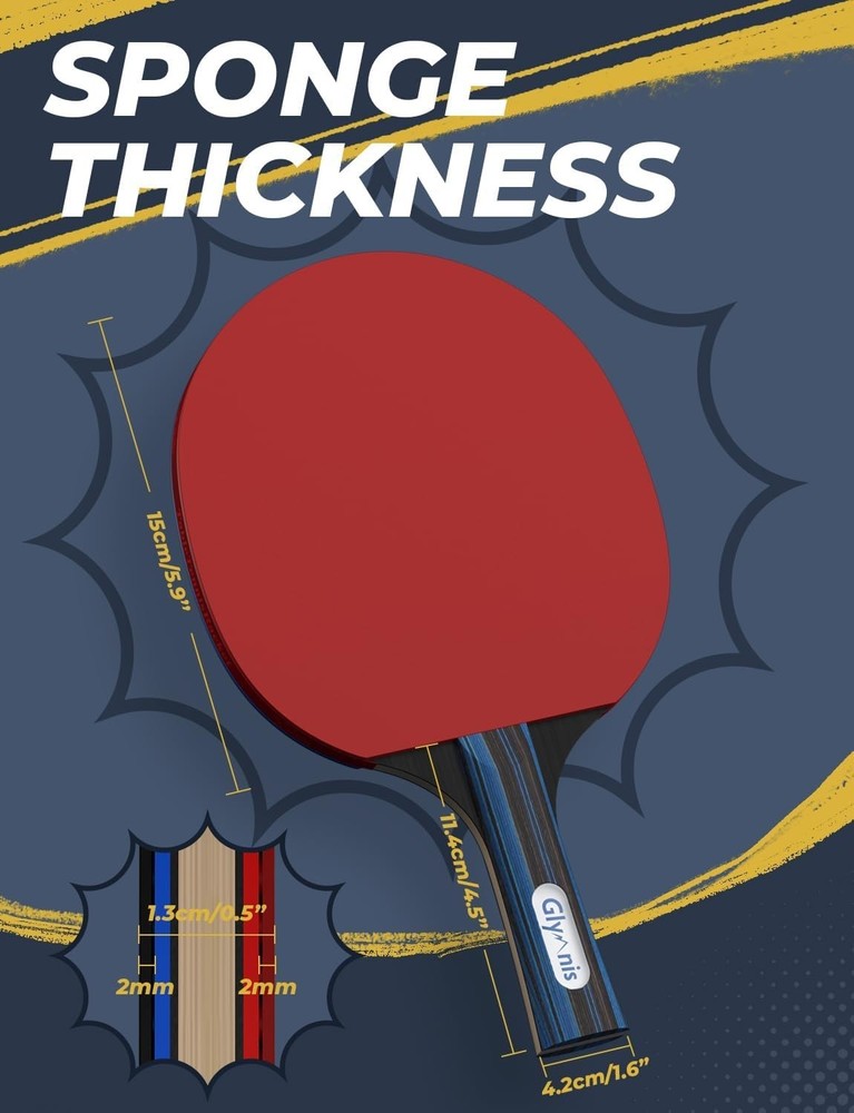 Durable Table Tennis Paddle Set with Carrying Case & ITTF Standard Spin Control