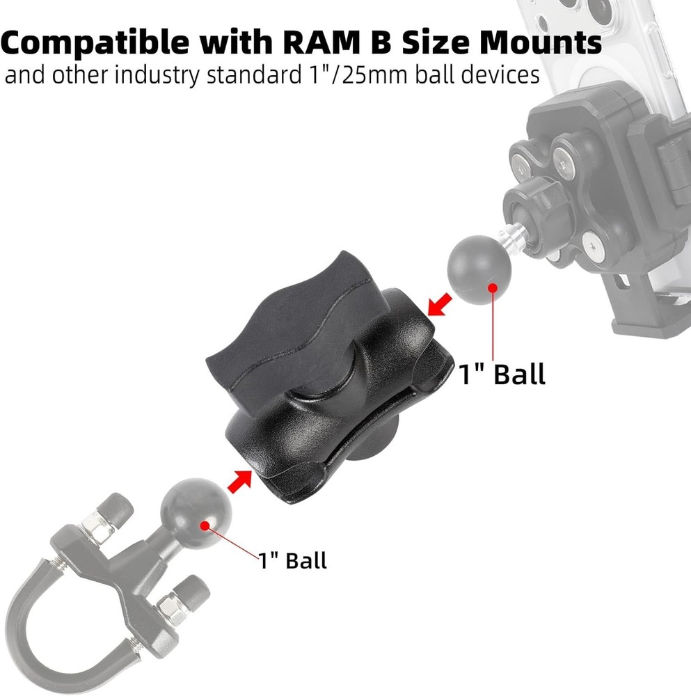 Secure and Adjustable Double Socket Arm for RAM and 1" Ball Mounting Solutions