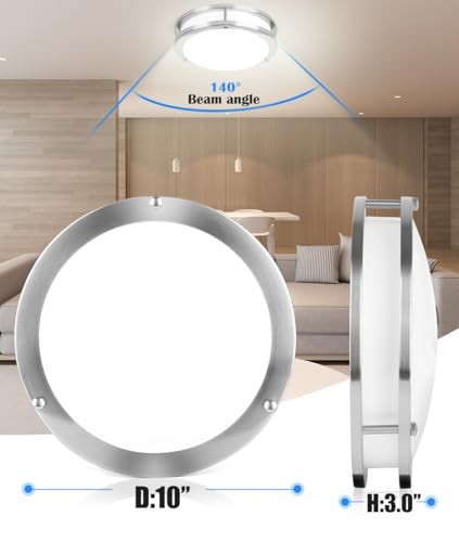 Ceiling Light, 10 Inch LED Ceiling Light 10 inch - 1 Pack Brushed Nickel