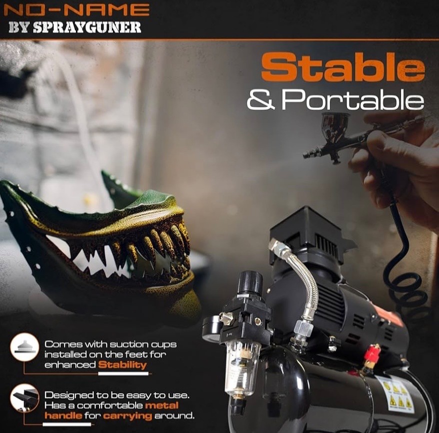 Cool Tooty Quiet Airbrush Compressor by NO-NAME Brand w/ air tank oilless design