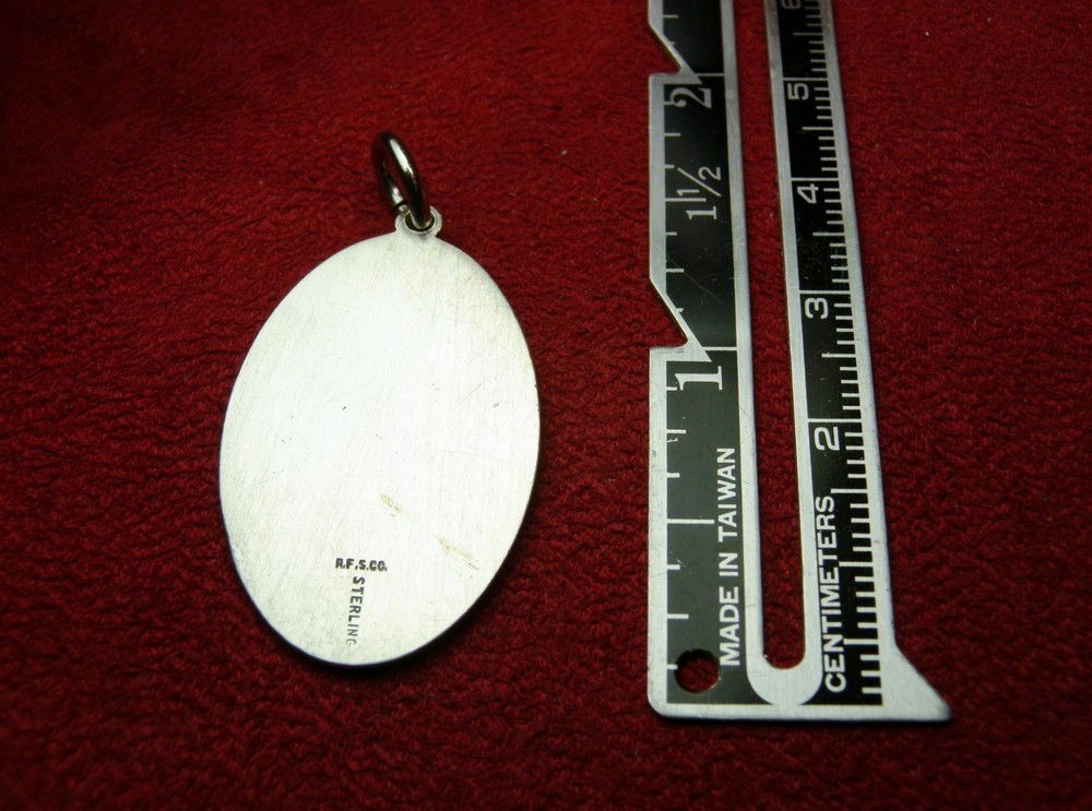 WWII CHAPLAINS 9 GR Sterling GI Battle Worn Dog tag Chain St Christopher Medal