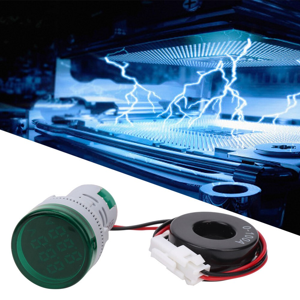 Round Digital Display Voltage Current 2 In 1 Integrated Indication Light