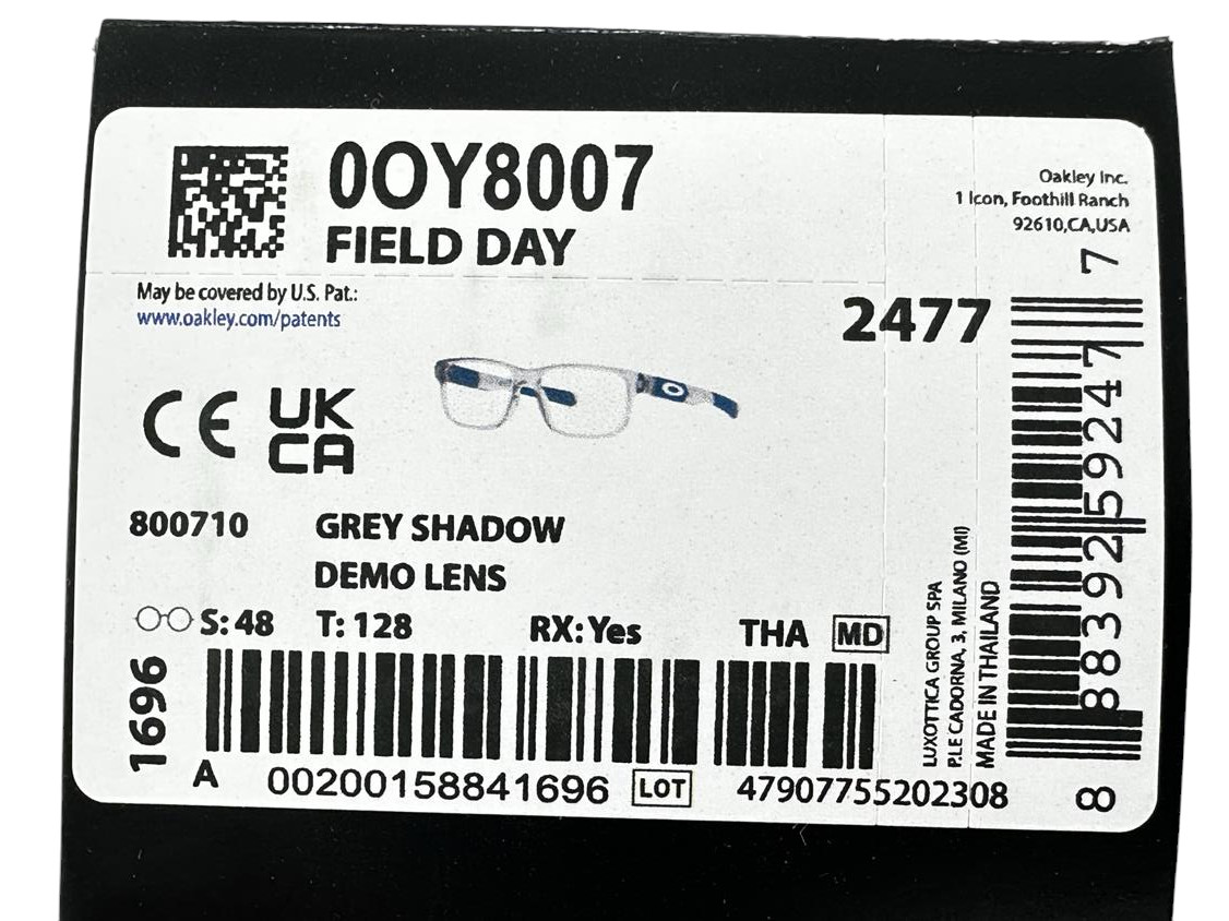 Oakley NEW Youth Field Day Gray Shadow Frames Blue 48-14-128 Eyeglasses OY8007