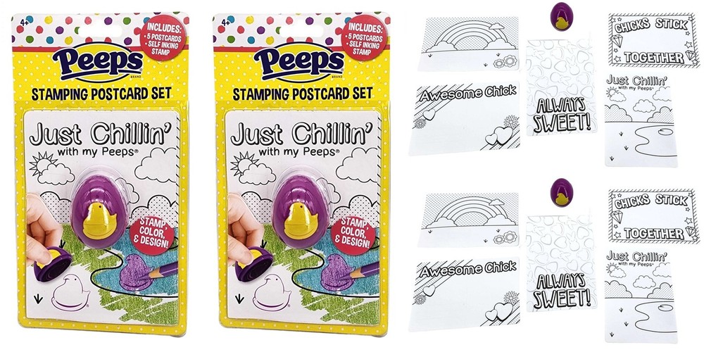 Peeps 2 Pack Easter Egg Stamping Postcard Set Ink Stampers Easter Basket
