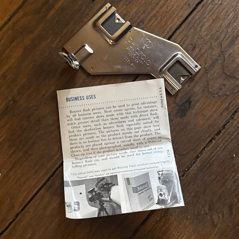 Polaroid Bounce Flash Adapter Bracket #291 Camera Accessory & Instructions