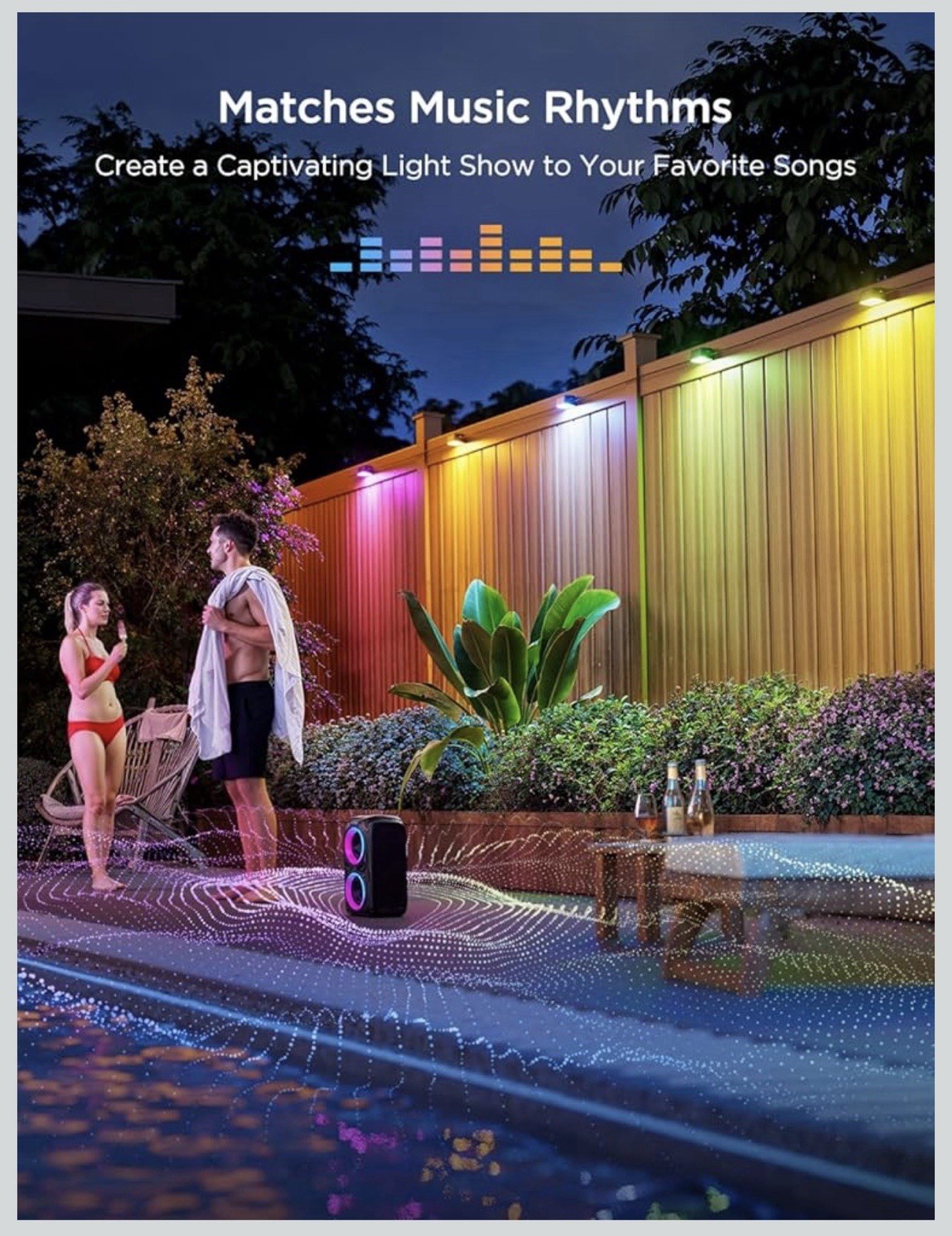 Govee Outdoor Deck Lights, Smart WiFi Outdoor Lights Work with Alexa 18 Lights