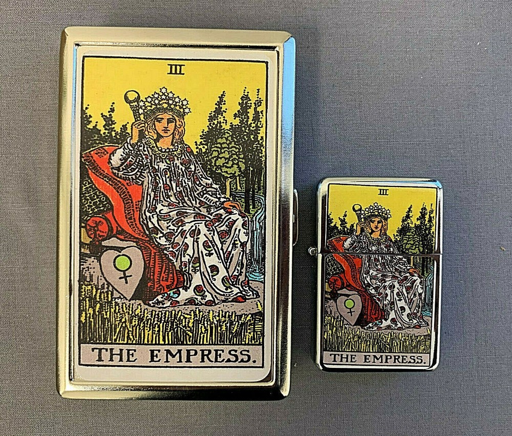 TAROT THE EMPRESS CIGARETTE CASE / WALLET & LIGHTER GIFT SET