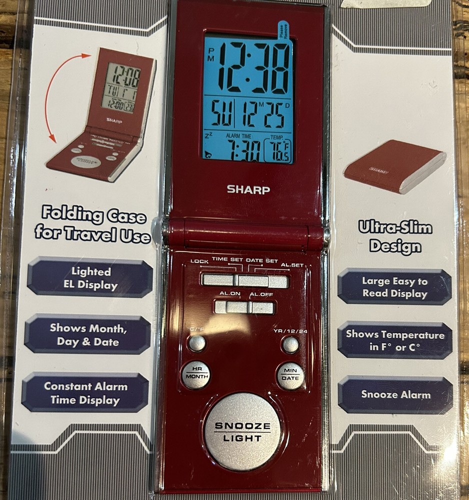 Sharp LCD Travel Alarm Clock NWT