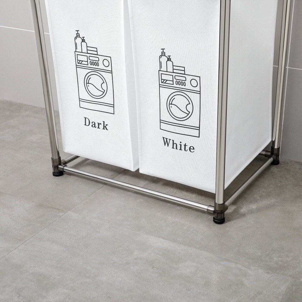 2 Tier Laundry Sorting Basket with 4 Removable Pouches for Organizer