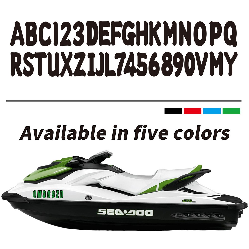 Black Alpha-Numeric Registration Identification Numbers Stickers Decals for Boat