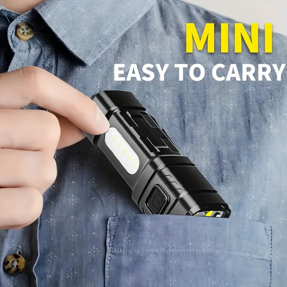 4 PACK Mini Flashlight Rechargeable LED Small Flashlight EDC Pocket Flashlights