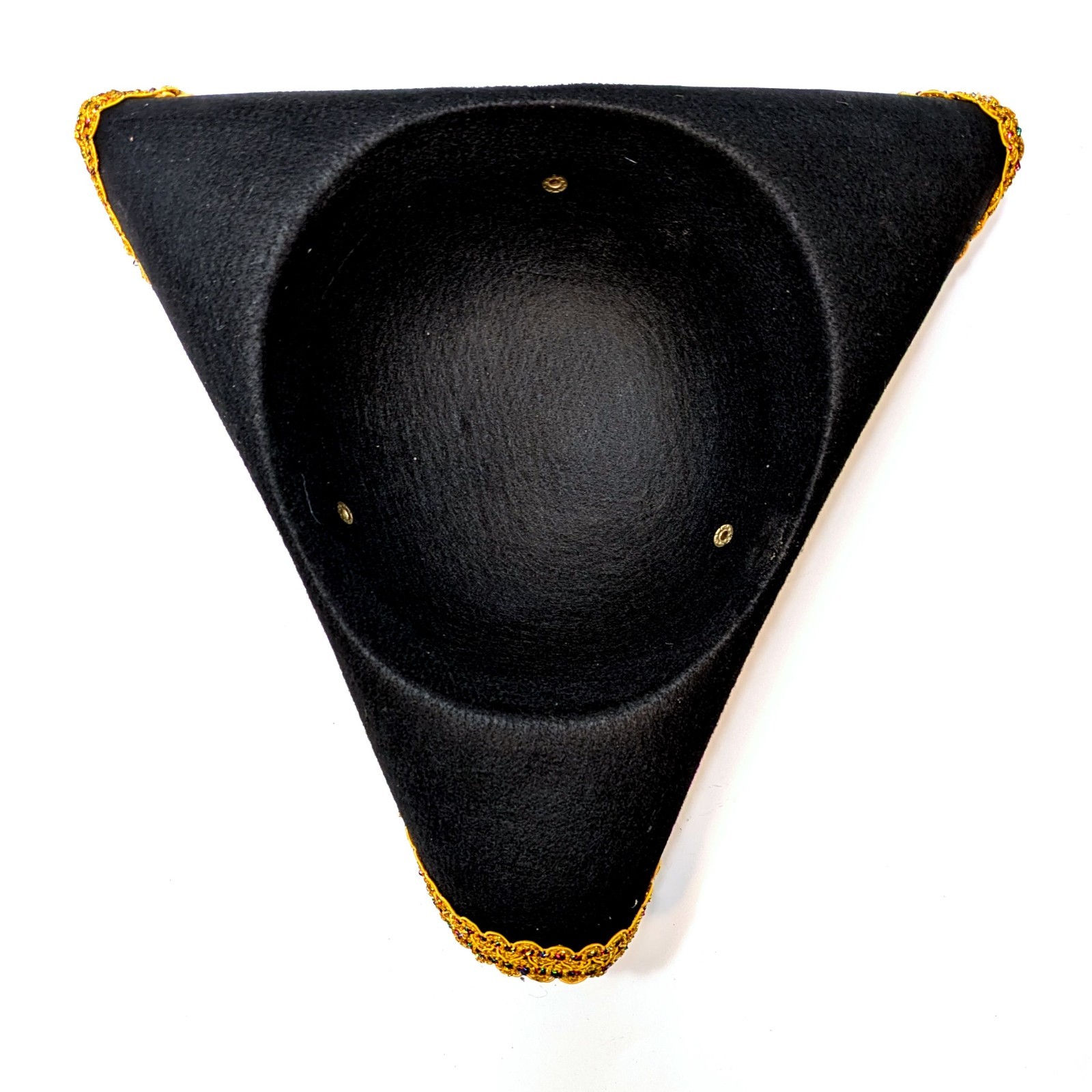 BLACK PIRATE HAT Tricorn with Gold Lace Costume Theater Cosplay (Adult Size)