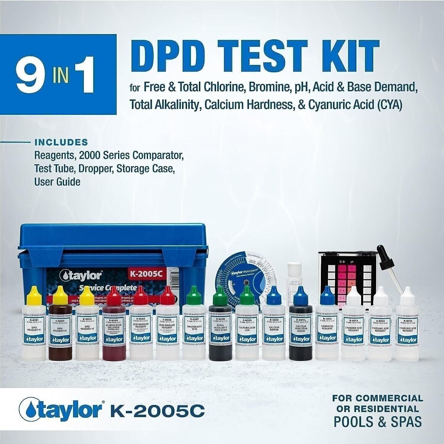 TAYLOR Complete High Range Pool Water Test Kit with 20 oz Reagents