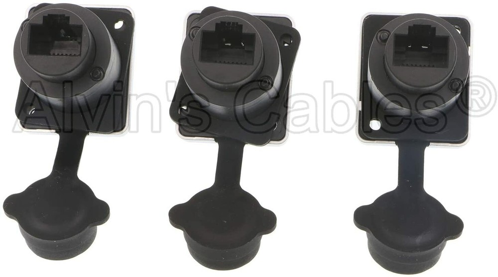 3x RJ45 Waterproof Coupler Sockets Connector IP65 Ethernet Panel Mount Connector