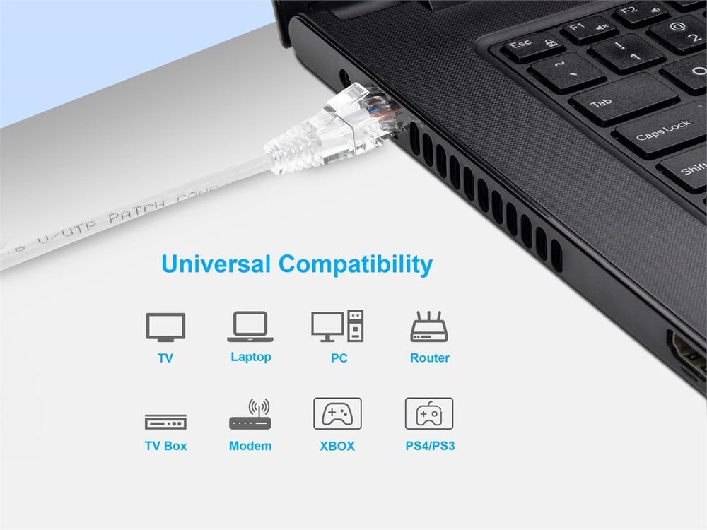 Monoprice Cat6 Ethernet Patch Cable - 50 feet - White | Snagless RJ45 Stranded