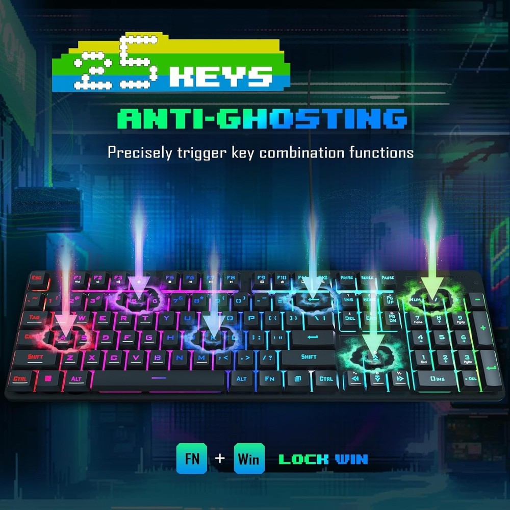 Comfortable S107 Gaming Keyboard with RGB & 10000 DPI Mouse - Windows Compatible