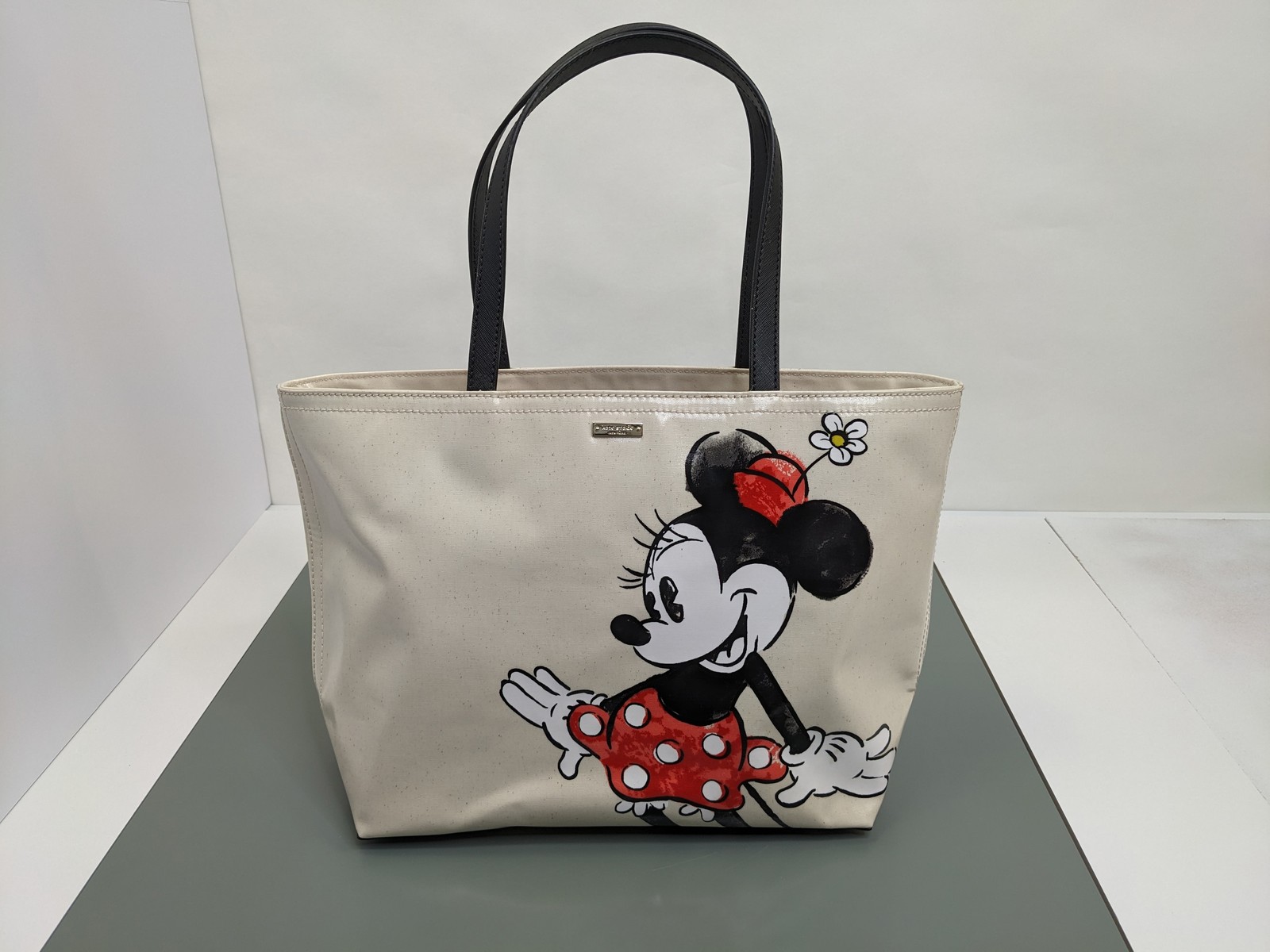 Kate Spade Disney X Minnie Mouse Coated-Canvas Zip-Top Tote Bag, White Used KSNY