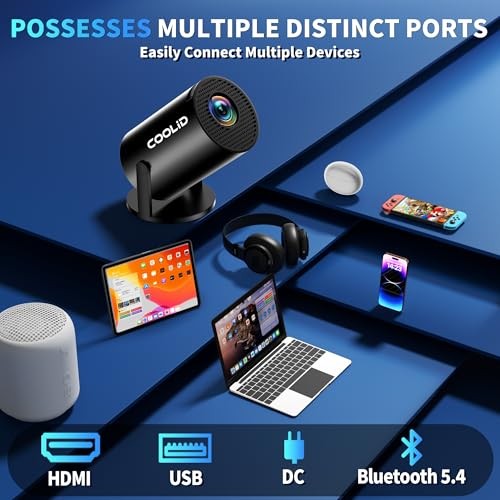 [Built-in Apps & 2026 Upgraded] Mini Projector Support 4K 1080P Auto Black