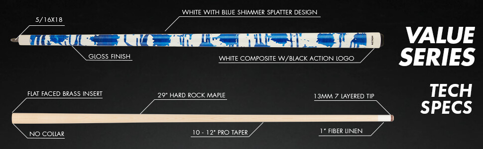 Action VAL38 Value Pool Cue Billiard Stick Billiards Cues