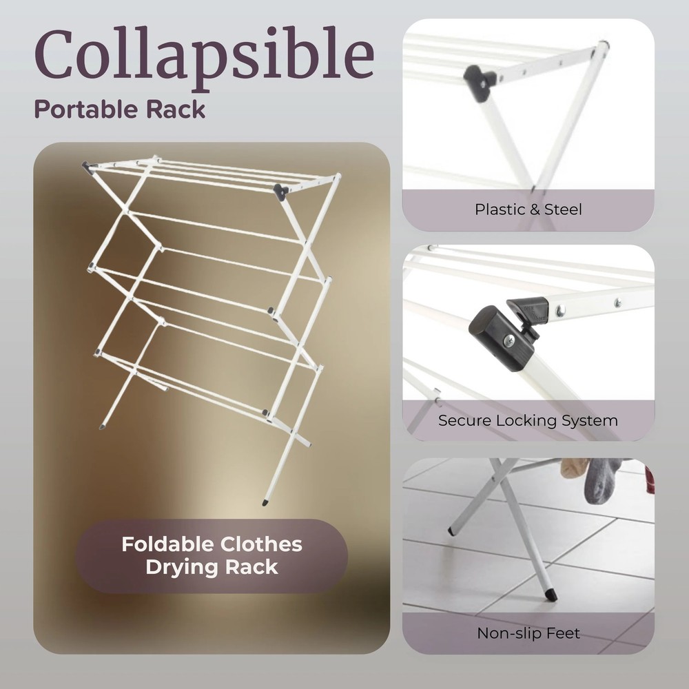 Lavish Home Foldable Clothes Drying Rack - Laundry Drying Rack Collapsible