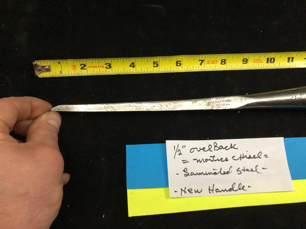 1/2" Mortice Chisel~ OVAL BACK~LAMINATED STEEL~NEW HANDLE~~