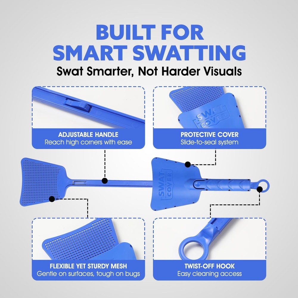 Fly and Bug Swatter 3 Pack | Surface-Friendly Design, Integrated Cover