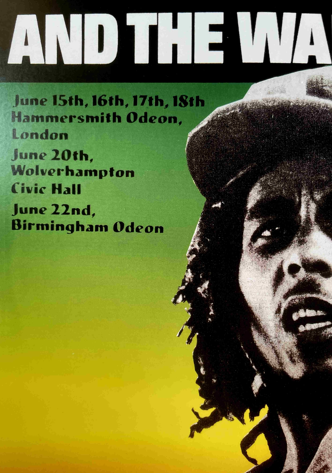 BOB MARLEY AND THE WAILERS ON TOUR United Kingdom 1976 by Bob Masse Includes COA