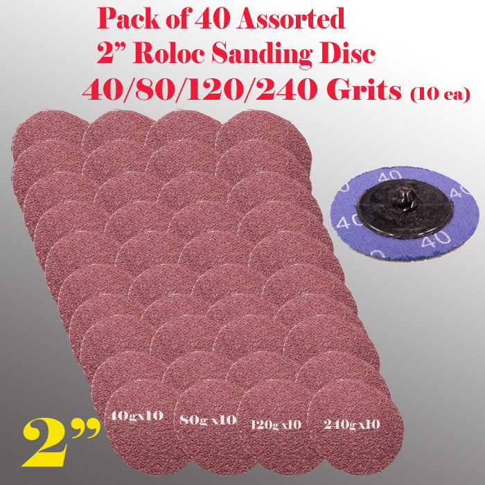 40x Assort 40/80/120/240 Grits 2" for Roloc Type R Sanding Abrasive Disc  Lock