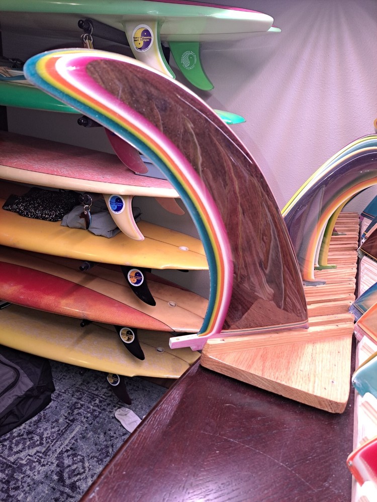 wooden surfboard fin