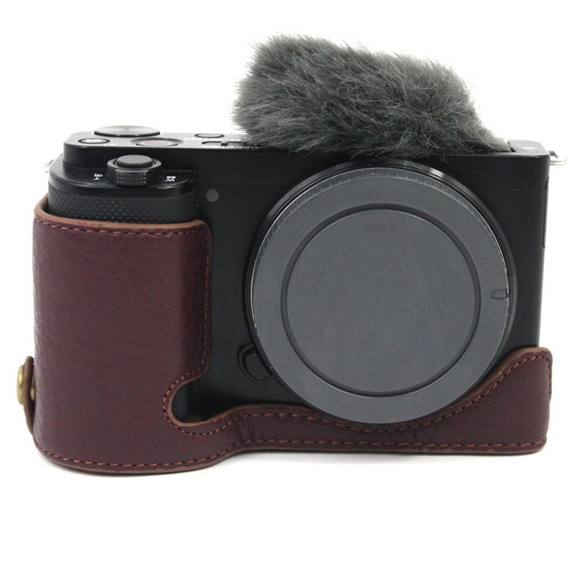 For Sony ZV-E10 PU Leather Case Mirrorless Camera Bag Base  shell black coffer