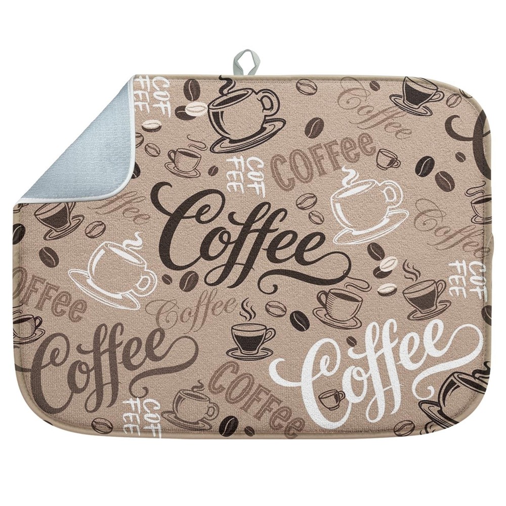 Absorbent Dish Drying Mat, First Coffee Cute Doodle Chalkboard Microfiber Pad...