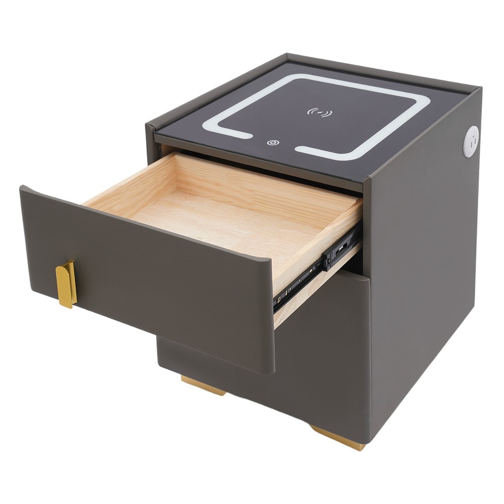 Phone Charging Bedside Cabinet Bluetooth Speaker Smart Bedside Table with Safe