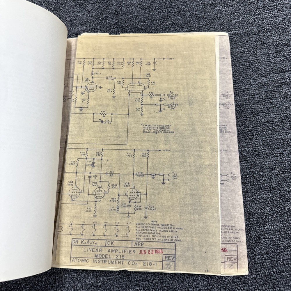 Atomic Instrument Models 217 & 218 Linear Preamplifier Operating Instructions