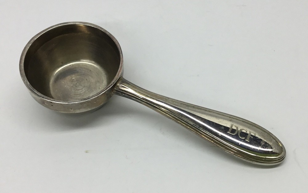 Vintage Silver Plate Coffee Sugar Measure w/Monogram DCF…..[B8]