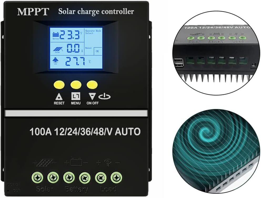 4000W 100A MPPT Solar Charge Controller 12V/24V/36V/48V Battery PV Regulator USB