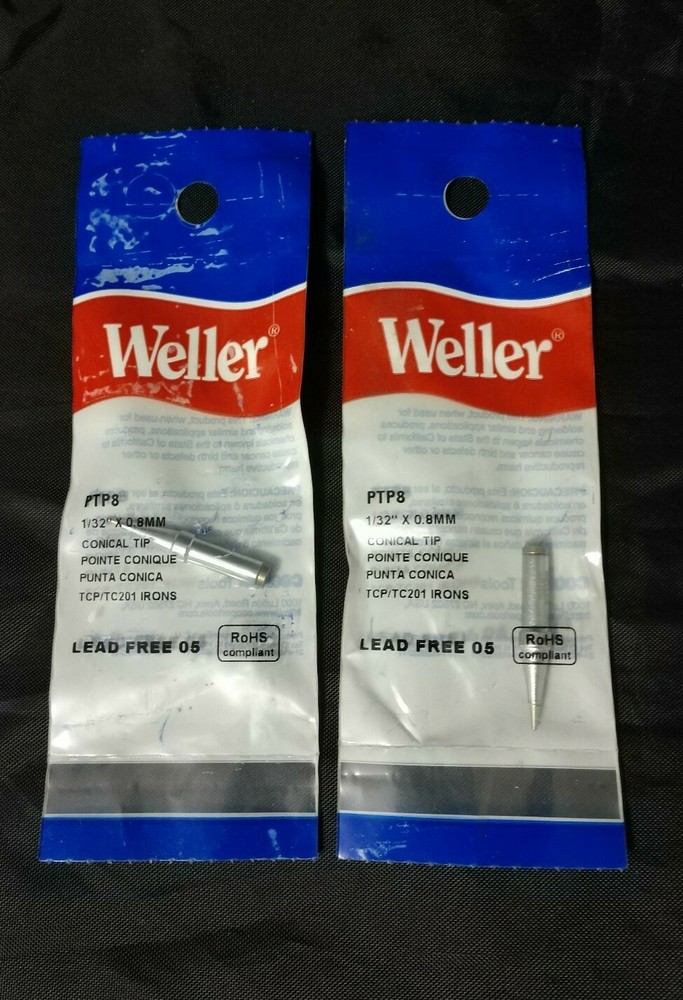 (2) Weller SOLDERING TIPS  PTP8 TC201