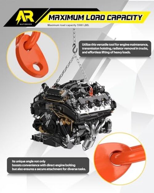 7100 Lifting Bracket Set for Engine - 4 Heavy-Duty Engine Lift Bracket Orange