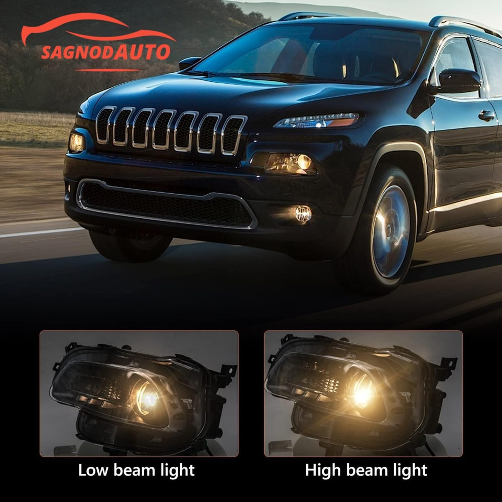 Headlight Compatible with 2014-2018 Jeep Cherokee Left Driver Side